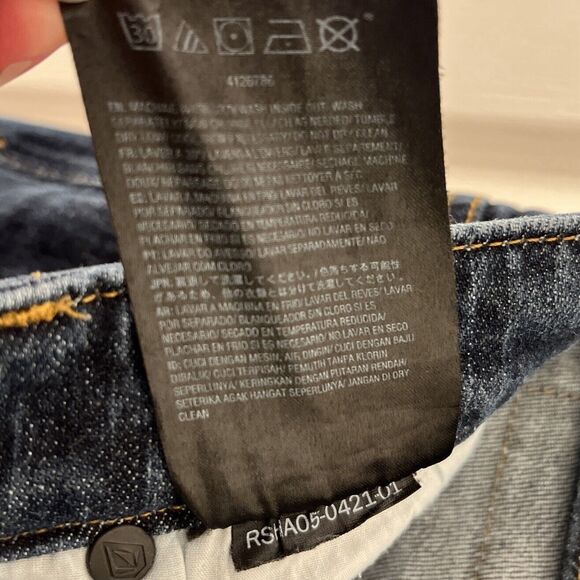 VOLCOM Solver Modern Straight Leg Jeans Men’s 30 Dark Wash Blue Skater - Picture 11 of 12